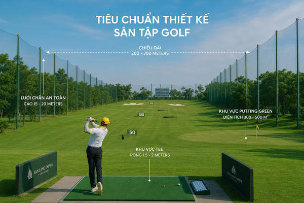 Tiêu chuẩn thiết kế sân tập golf: kích thước, bố trí, an toàn