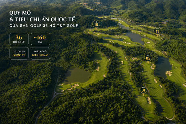 Quy mô & tiêu chuẩn quốc tế của sân golf 36 hố T&T Golf