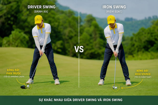 Sự khác nhau giữa driver swing golf và iron swing golf